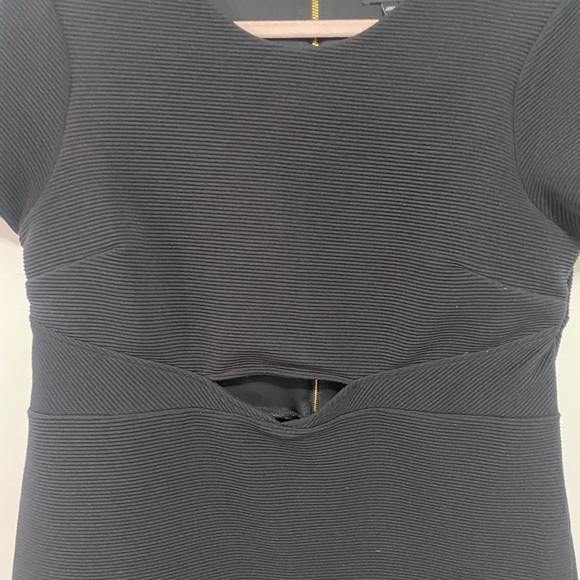 Express Ribbed Bodycon Dress with Keyhole Black Zipper Size XL Goth Grunge - Picture 2 of 6